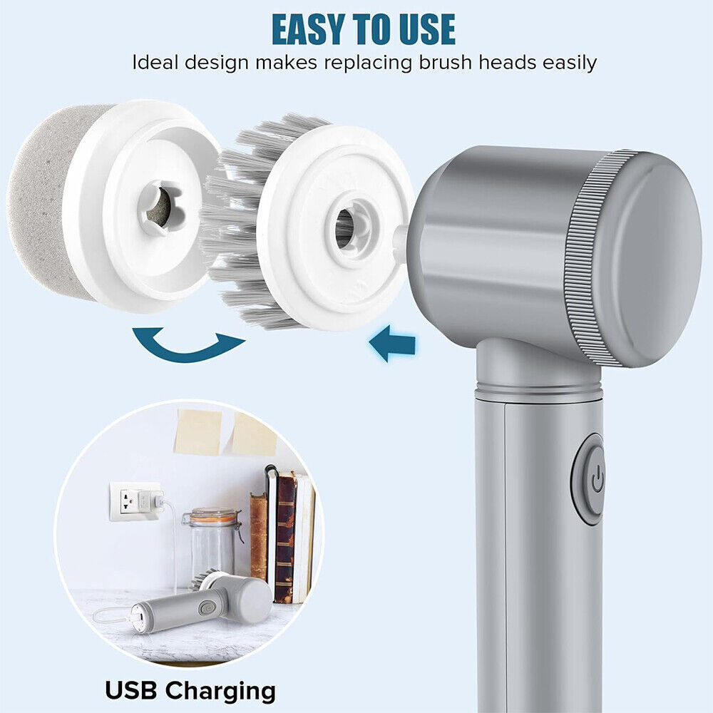 10Pcs Rechargeable Electric Cordless Spin Cleaning Scrubber